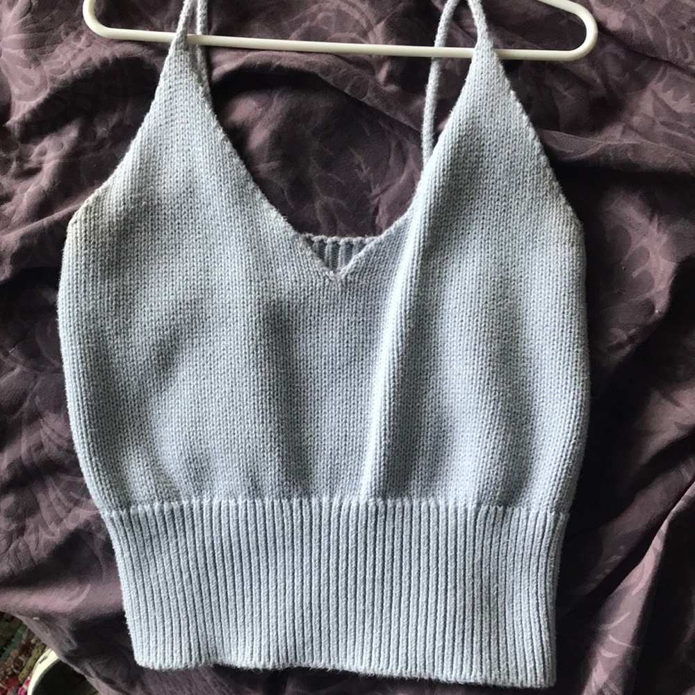 Brandy Melville Light Blue Crotchet Crop Top